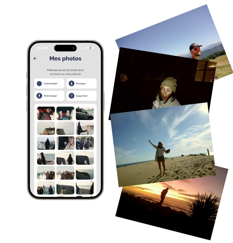 Commande tes photos
ou/et 
Télécharge-les sur ton 
téléphone gratuitement
